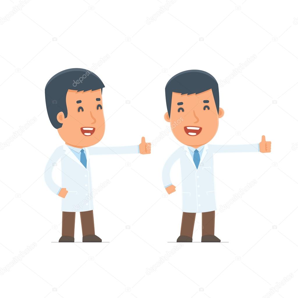 Funny and cheerful Character Doctor showing thumb up as a symbol
