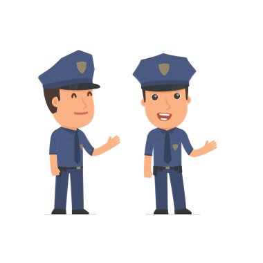 Happy and Intelligent Character Officer making presentation usin