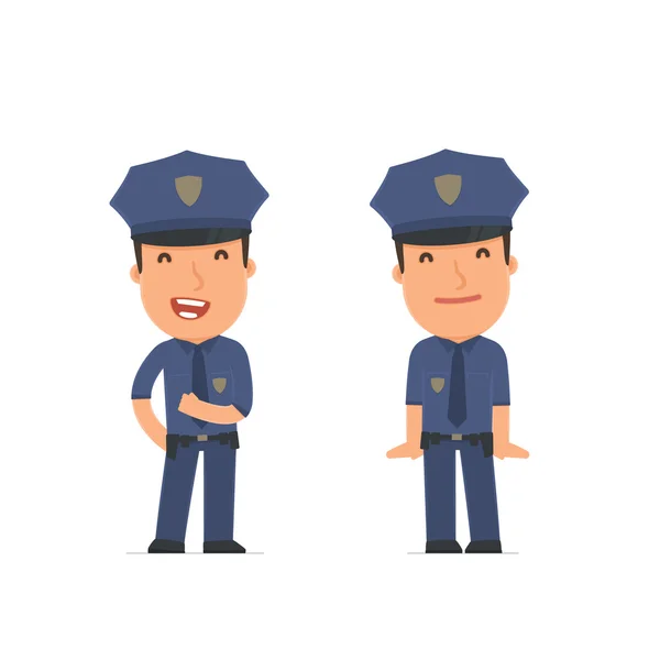 Funny Character Officer in confident and shy poses — 图库矢量图片