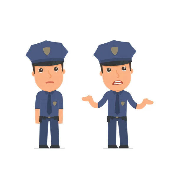 Confused  Character Officer in ignorance and does not know what — Stock Vector