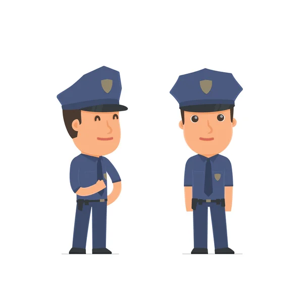 Happy Character Officer em pé em pose relaxada — Vetor de Stock