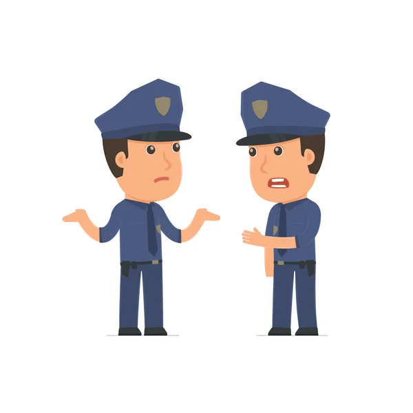 Frustrated Character Officer can not help to solve the problem — Stock Vector