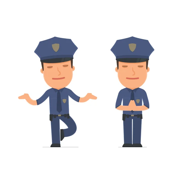 Calm and Blanced Character Officer hace yoga y medita — Archivo Imágenes Vectoriales