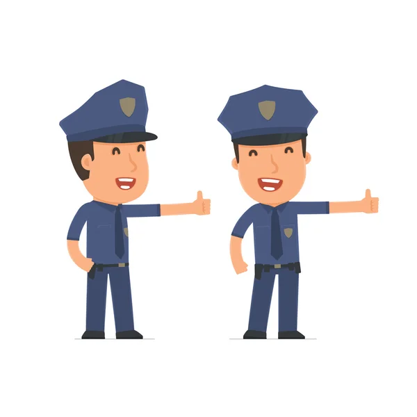 Funny and cheerful Character Officer showing thumb up as a symbo — ストックベクタ