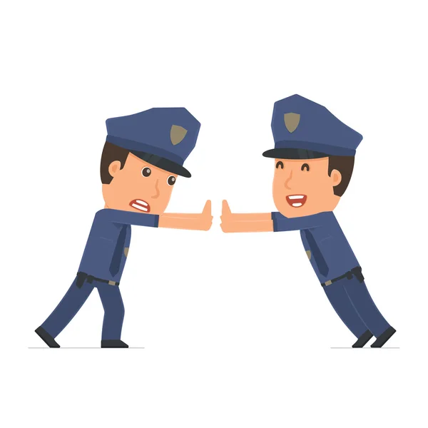 Funny Character Officer sostiene e interactúa con formularios en blanco o — Vector de stock