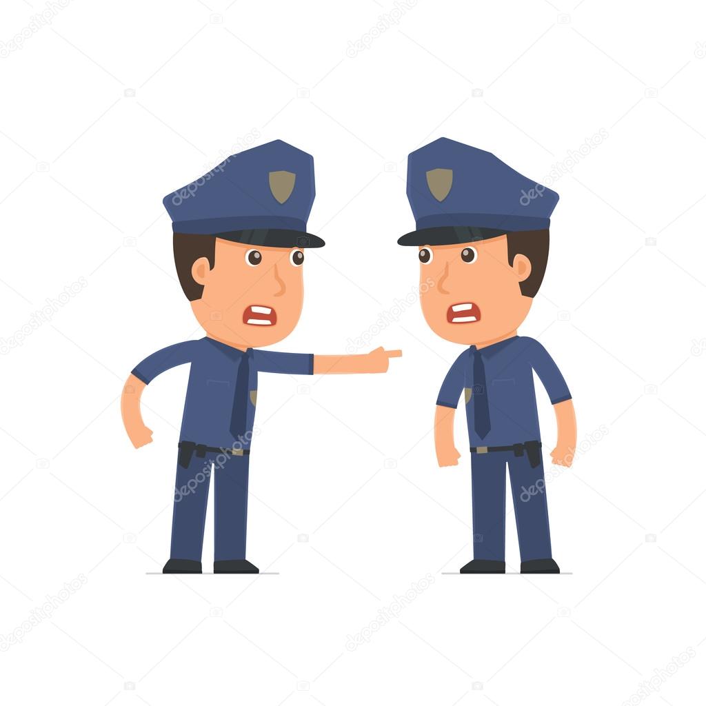Angry Character Officer abuses and accuses his companion
