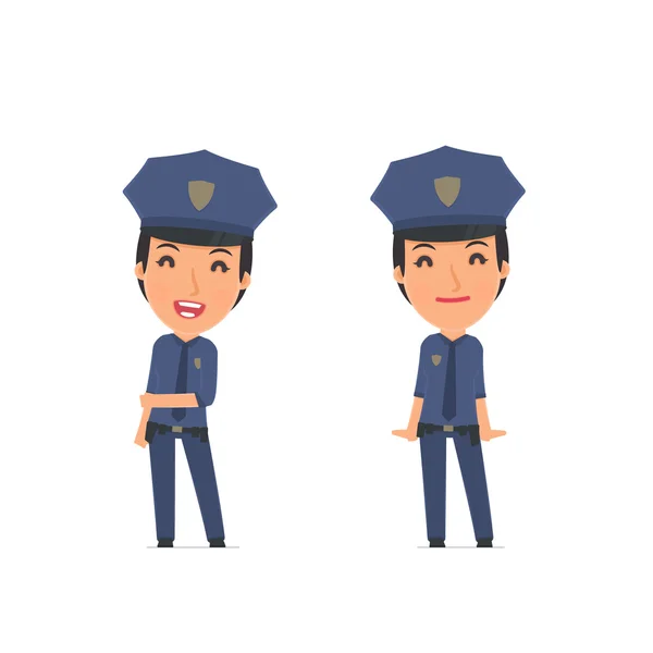 Funny Character Constabulary in confident and shy poses — Stok Vektör