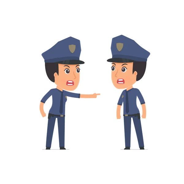 Angry Character Constabulary abuse et accuse son compagnon — Image vectorielle