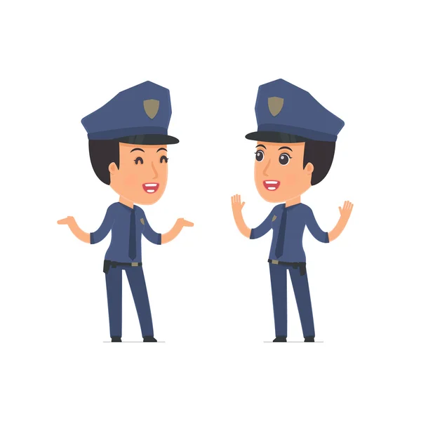 Funny Character Constabulary cuenta una historia interesante a su papita — Vector de stock