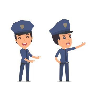 Happy and Cheerful Character Constabulary making presentation us