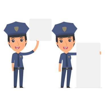 Funny Character Constabulary holds and interacts with blank form