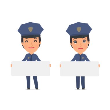 Funny Character Constabulary holds and interacts with blank form