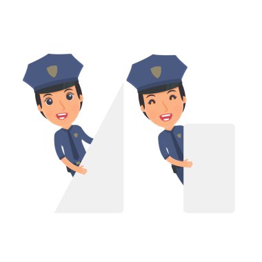 Funny Character Constabulary holds and interacts with blank form