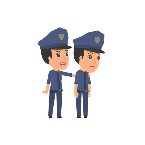 Good Character Constabulary cares and helps to his friend in dif — Stok Vektör