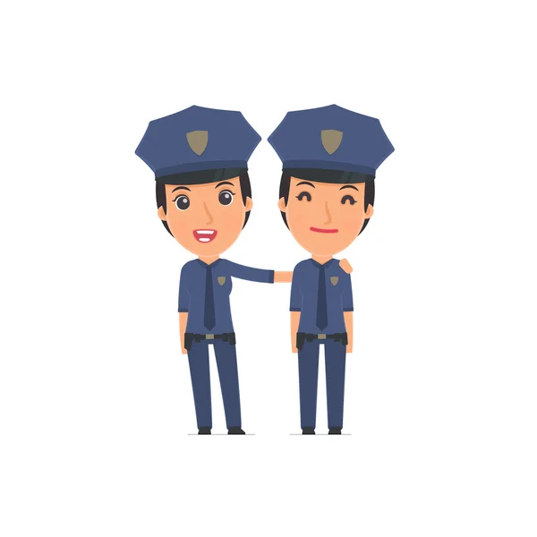 Joyful Character Constabulary and his best friend standing toget — Wektor stockowy