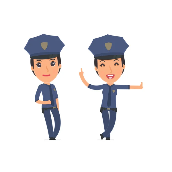 Smart and Funny Character Constabulary leaned against the wall a — Stock Vector