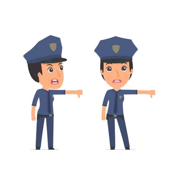 Frustrated and Angry Character Constabulary showing thumb down a — ストックベクタ