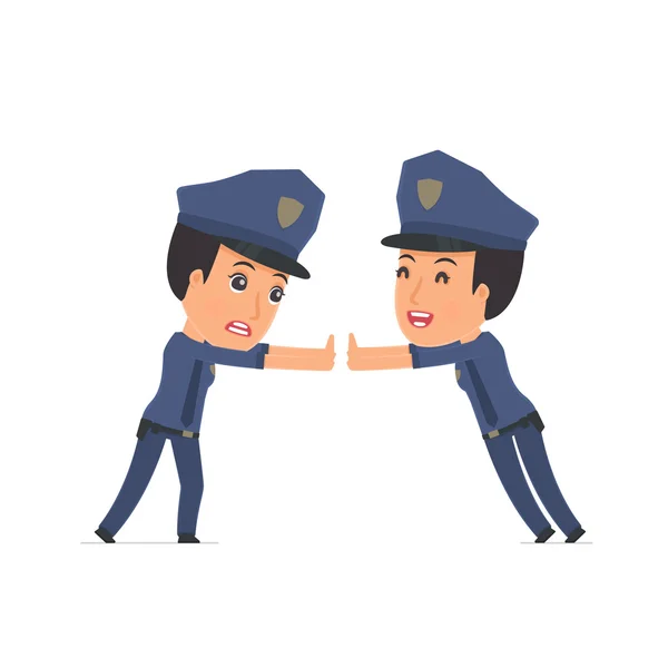 Funny Character Constabulary holds and interacts with blank form — Stok Vektör