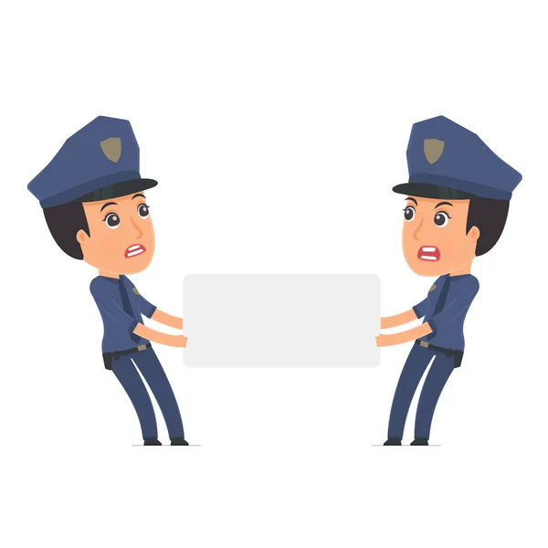 Funny Character Constabulary sostiene e interactúa con el formulario en blanco — Archivo Imágenes Vectoriales