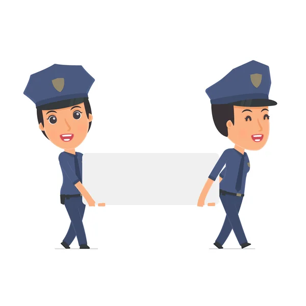 Funny Character Constabulary sostiene e interactúa con el formulario en blanco — Archivo Imágenes Vectoriales