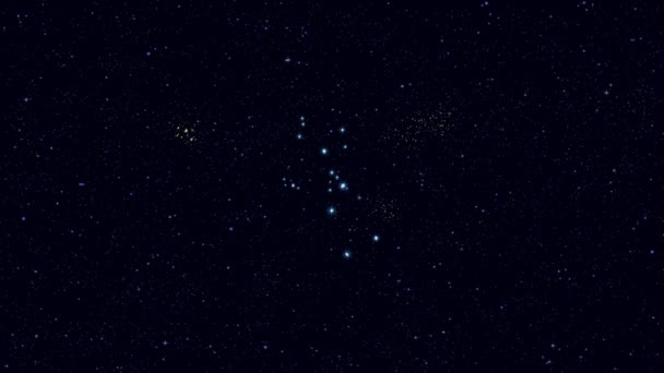 Constelación Tauro Toro Acercando Gradualmente Imagen Giratoria Con Estrellas Contornos — Vídeos de Stock