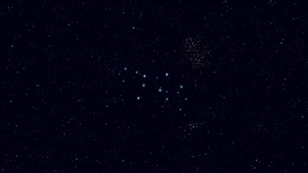 Constellation Vierge Zoomant Progressivement Sur Image Tournante Avec Des Étoiles — Video