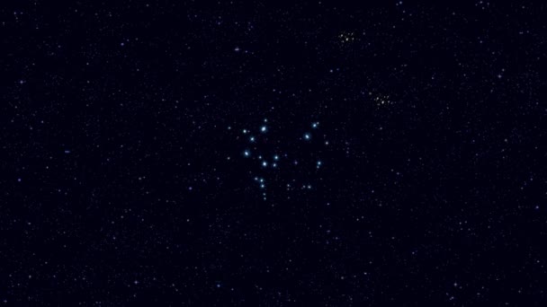 Τοξότης Archer Αστερισμός Σταδιακά Μεγεθύνοντας Περιστρεφόμενη Εικόνα Αστέρια Και Περιγράμματα — Αρχείο Βίντεο