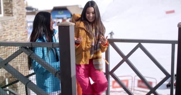 Femmes en vacances de ski d'hiver — Video