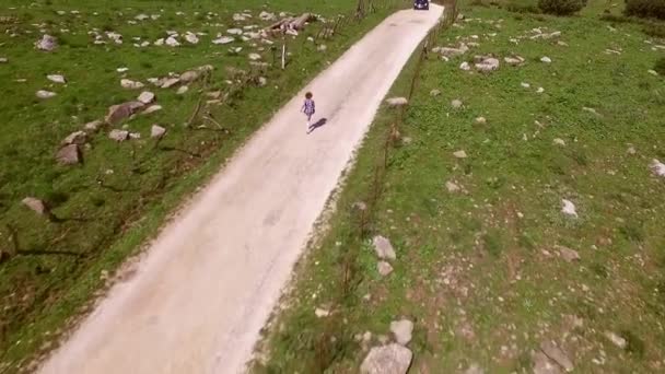 시골에 자동차를 실행 하는 여자 — 비디오