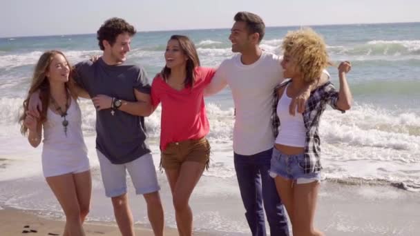 Adolescents debout contre la mer et posant — Video