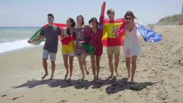 Les gens qui s'amusent avec les drapeaux des pays — Video