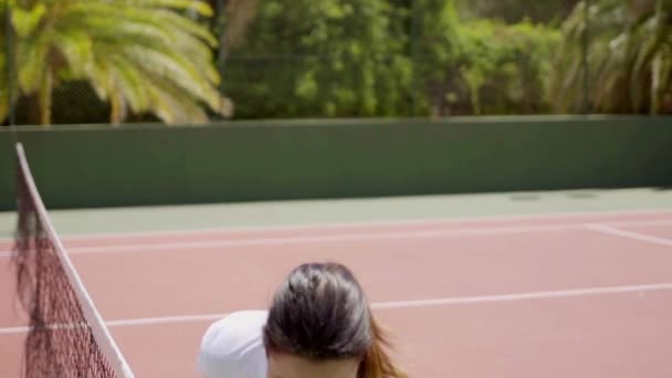 Jugador de tenis con raqueta y pelota — Vídeo de stock