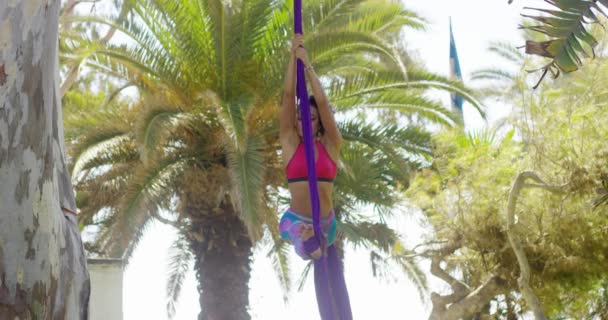 Joven gimnasta trabajando en danza acrobática — Vídeos de Stock