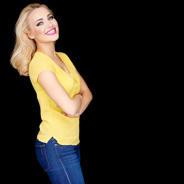 Beautiful blond with folded arms — Stock Photo, Image
