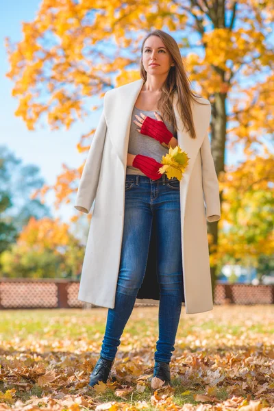 Mujer con estilo en la moda de otoño — Foto de Stock