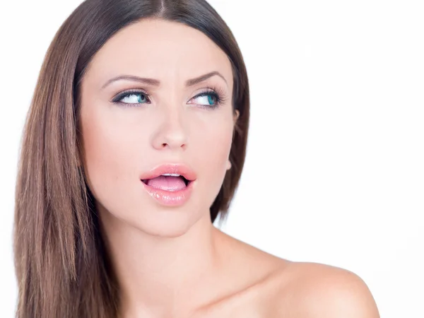 Young woman with a surprise look on her face — Stock Photo, Image