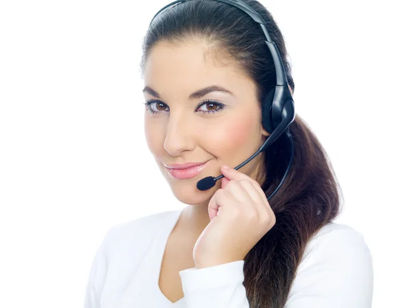 Vriendelijke jonge call center operator — Stockfoto