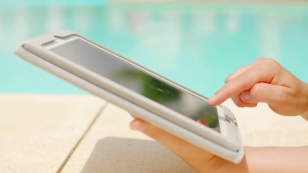 Woman Working on Tablet Device — Stock Video