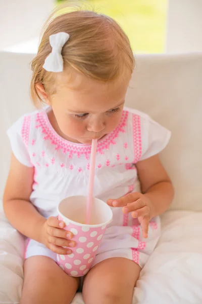 Little Toddler Girl Drinking — Stock Photo, Image