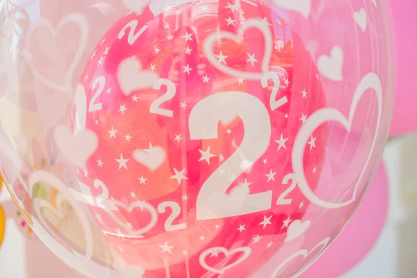 Pink Balloon with Number 2 on it — Stok fotoğraf