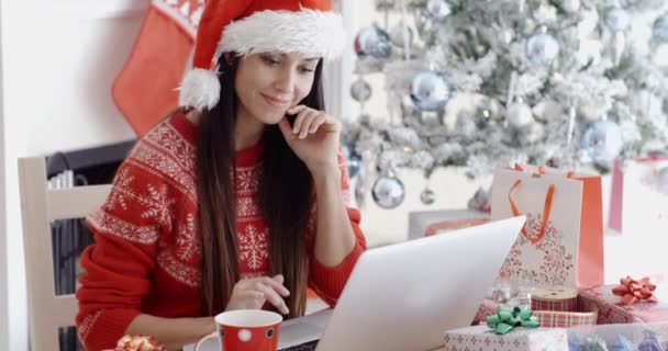 Woman surfing for Christmas bargains — Wideo stockowe