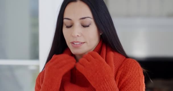 Woman in winter fashion — Stock Video