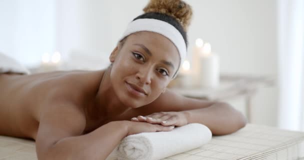 Woman on massage table — Stock Video