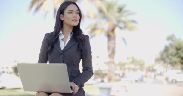 Úspěšný podnikatel pracující na notebooku — Stock video