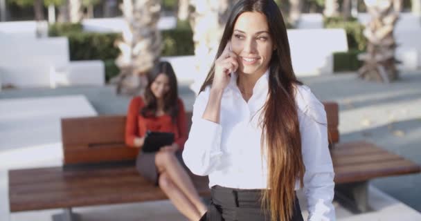 Mujer de negocios charlando en el móvil — Vídeo de stock