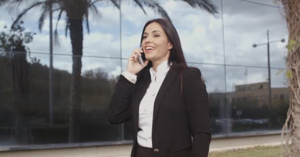 Zakenvrouw praten op mobiele telefoon — Stockvideo