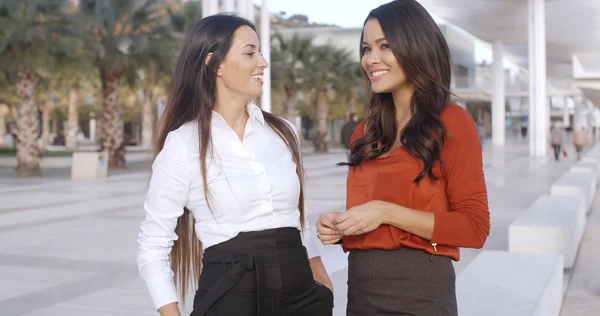 Mujeres de negocios charlando juntas en el paseo urbano — Foto de Stock