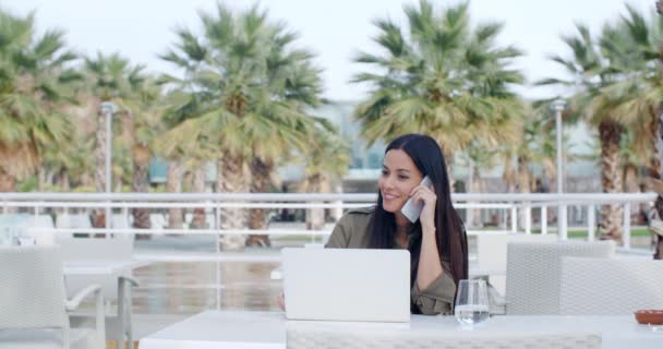 Dizüstü bilgisayarda çalışan iş kadını — Stok video
