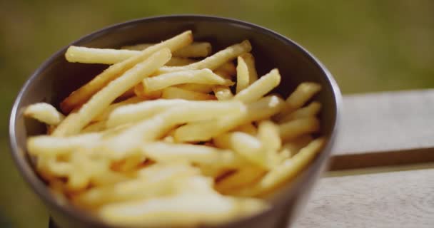 Bowl of french fries — Stock Video