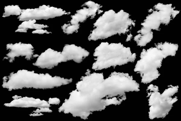 Ensemble Nuages Isolés Sur Noir Éléments Conception — Photo